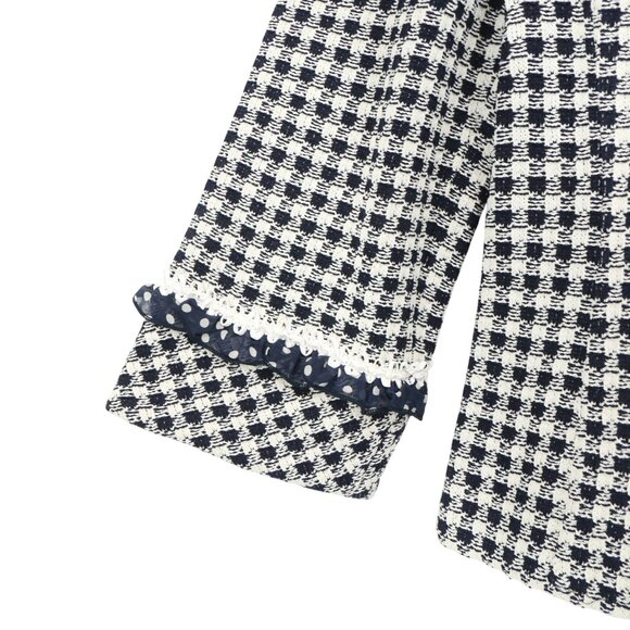 NWT St. John Collection Navy White Check Knit Jacket Soutache Polka Dot Trim 10 - Picture 2 of 9